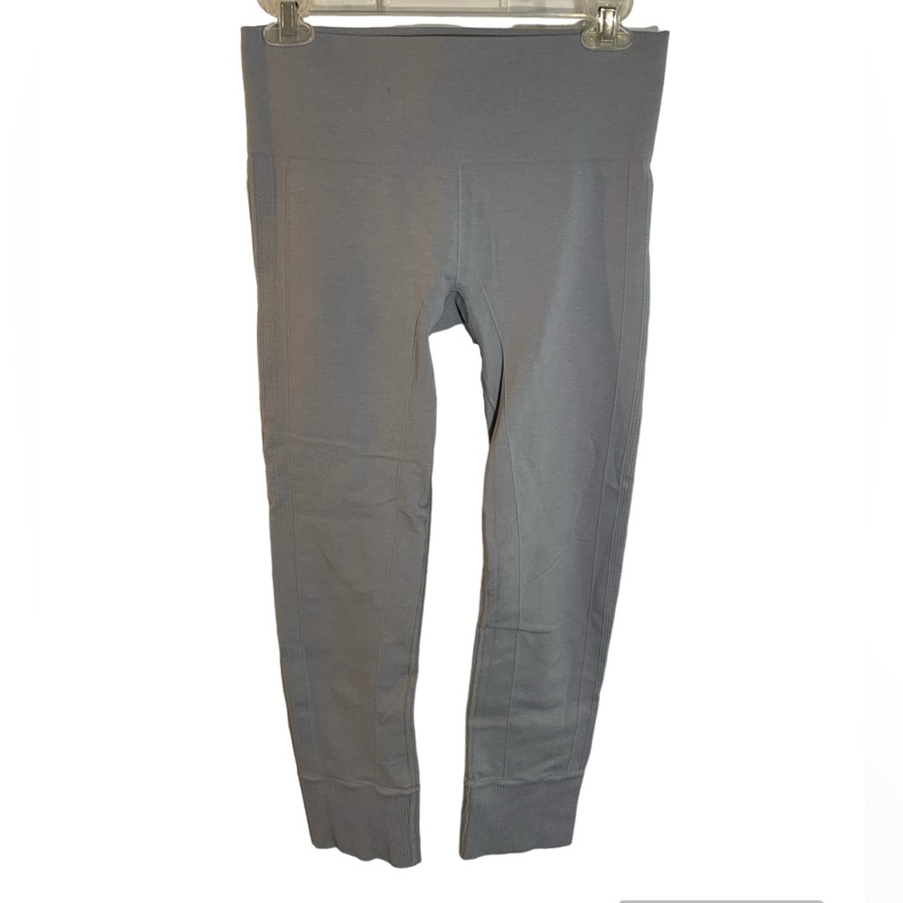 Lululemon wonder under cropped leggings grey blue ribbed panels size 6